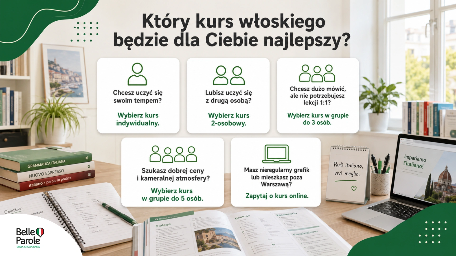 Który kurs włoskiego będzie dla Ciebie najlepszy?