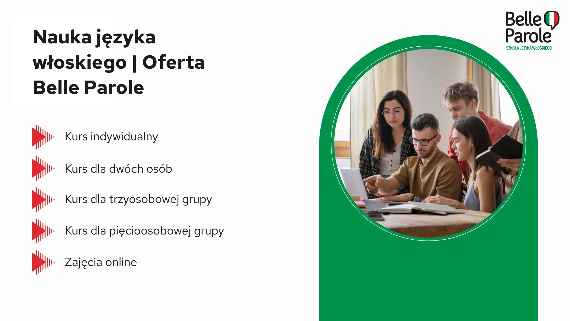 Nauka języka włoskiego | Oferta Belle Parole