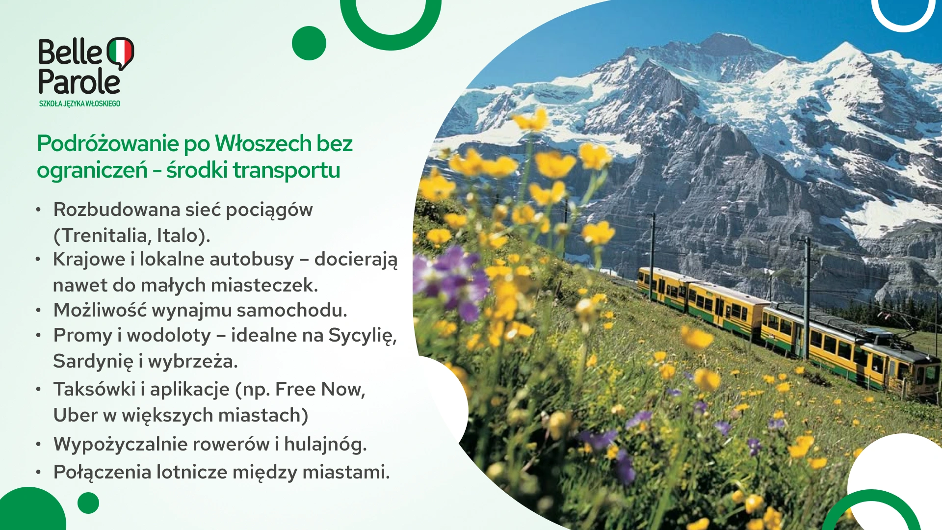 Podróżowanie po Włoszech bez ograniczeń - środki transportu