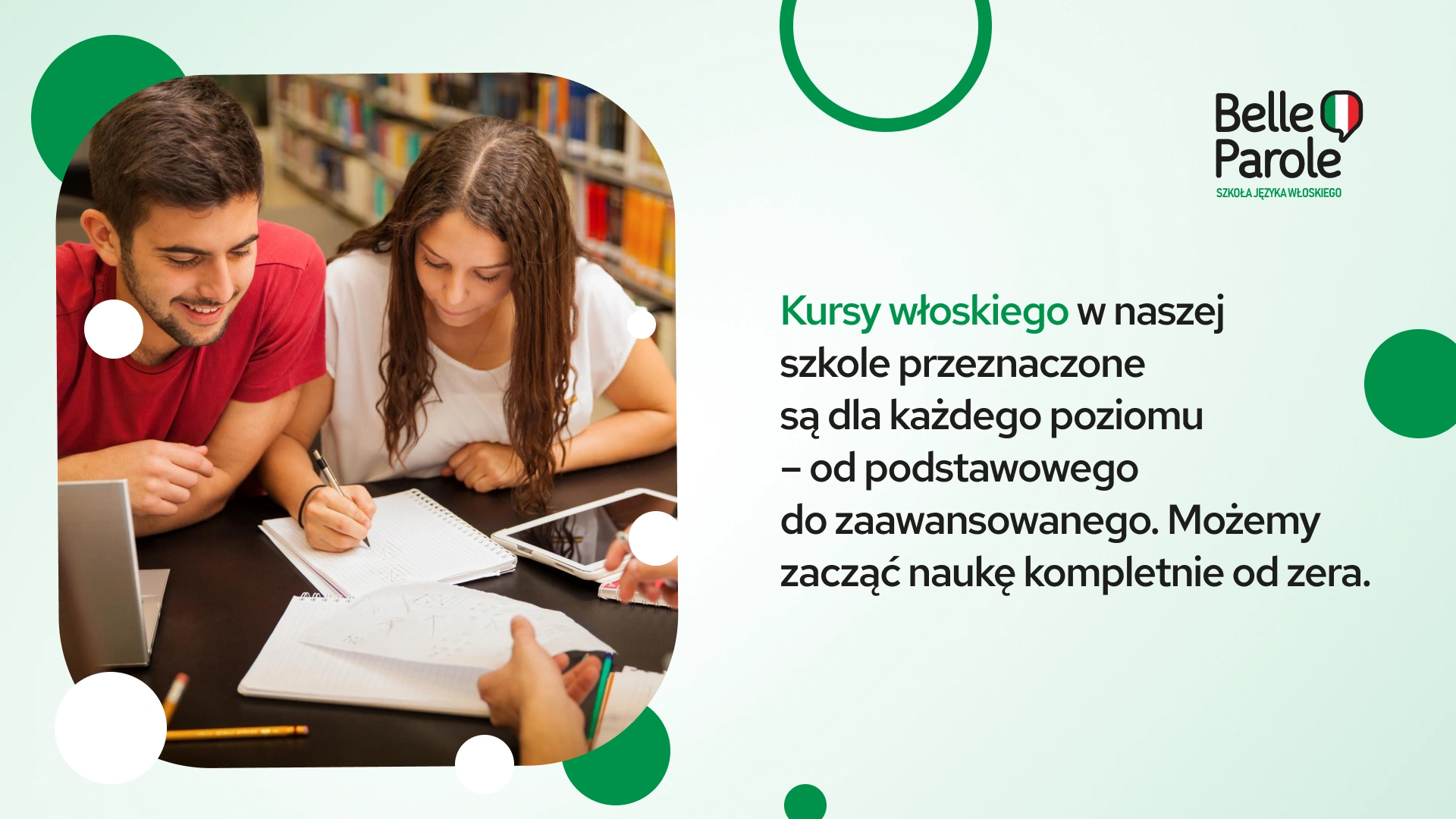 Kursy włoskiego niezależnie od poziomu zaawansowania