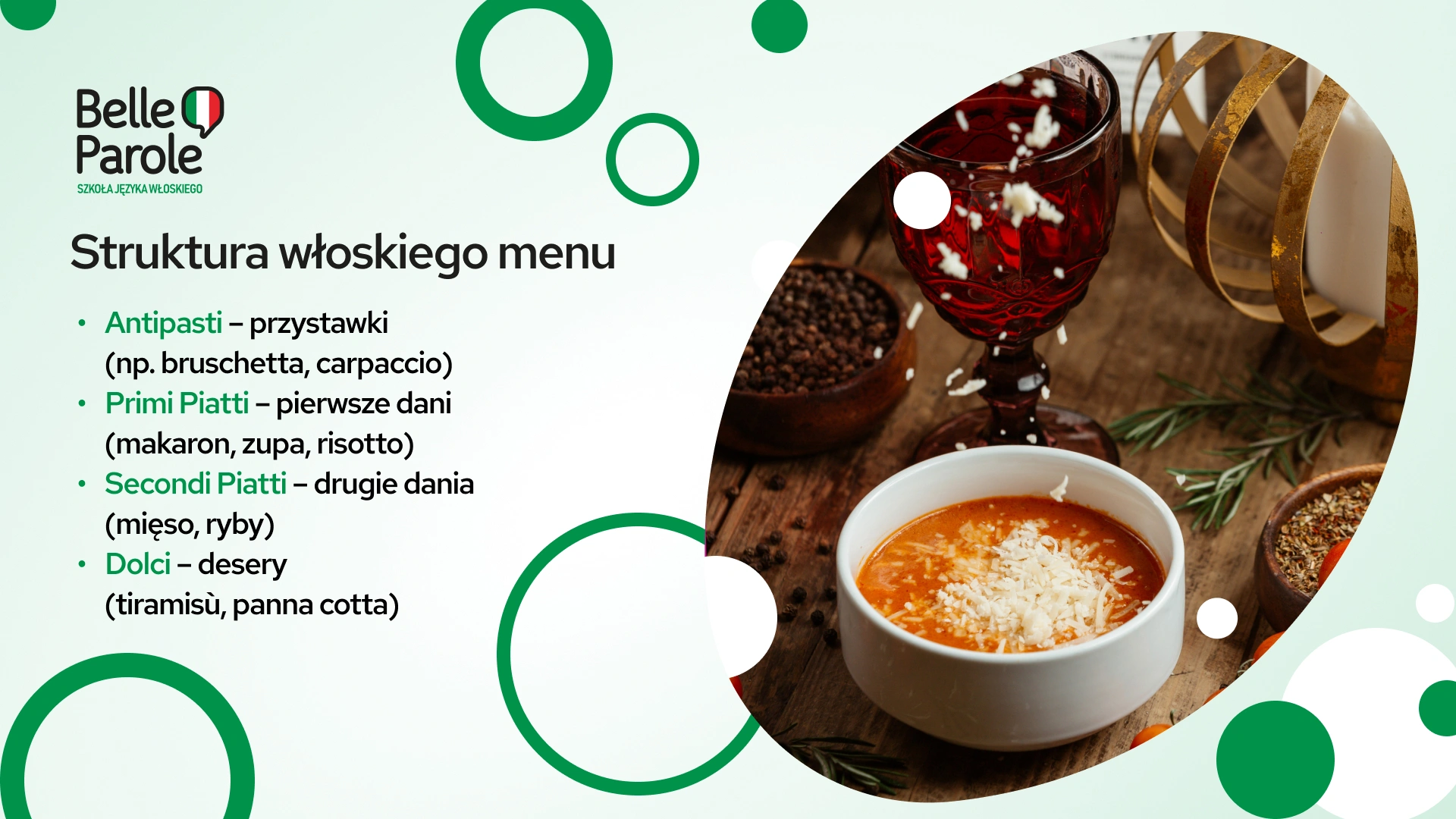 Struktura włoskiego menu