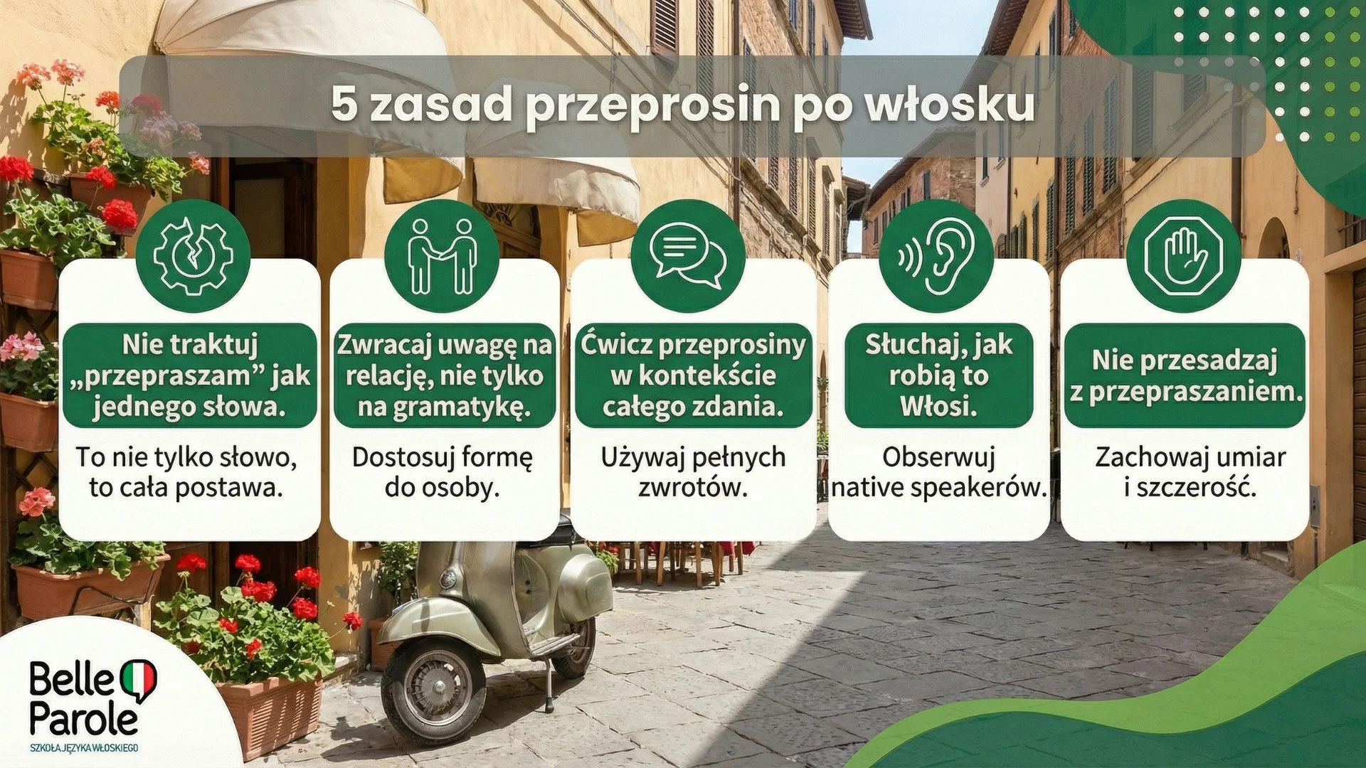 5 zasad przeprosin po włosku