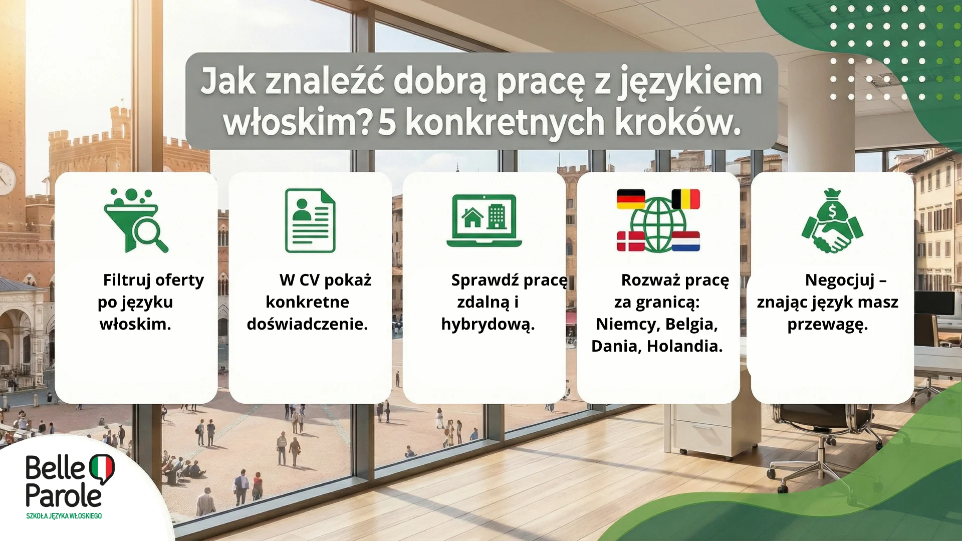 Jak znaleźć dobrą pracę z językiem włoskim? 5 konkretnych kroków.