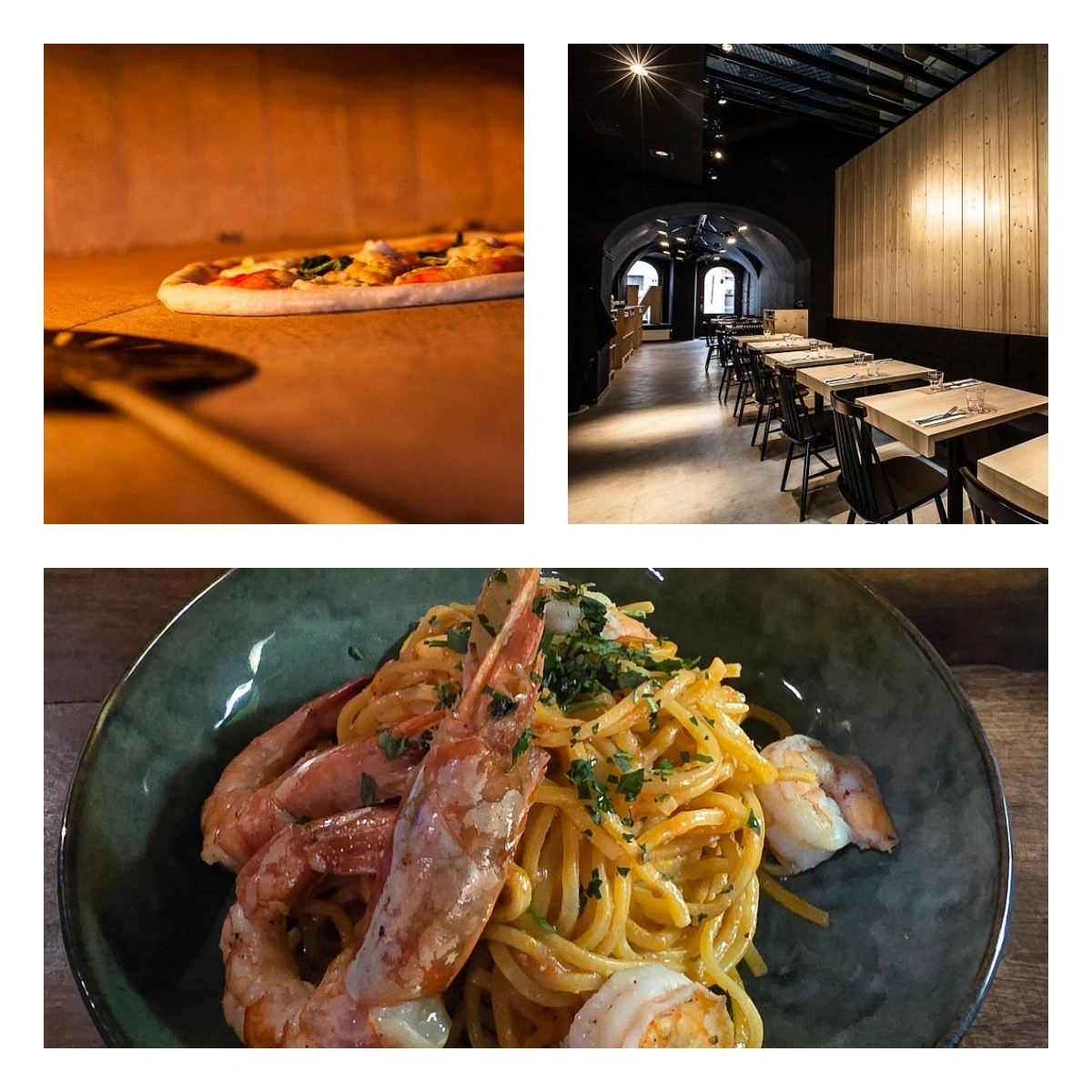 Kolaż zdjęć z restauracji