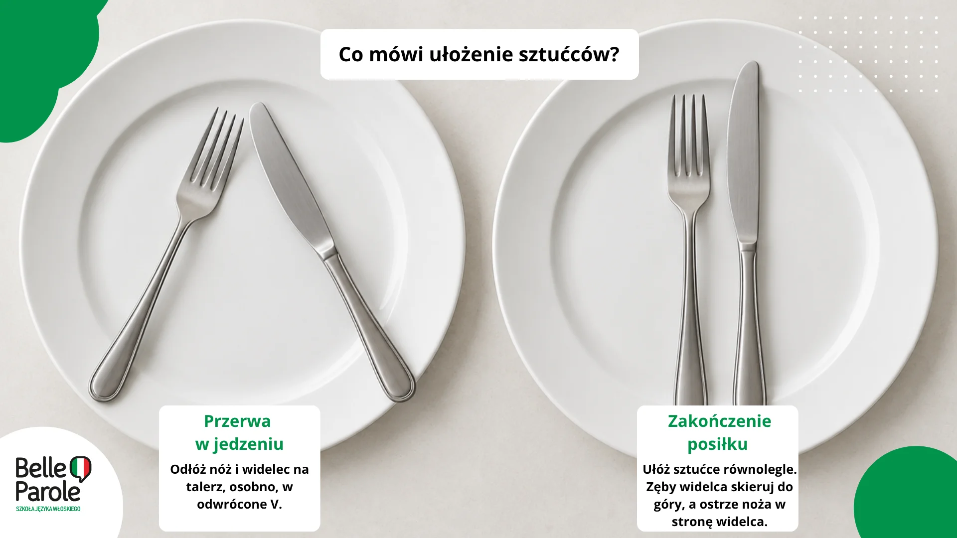 Co mówi ułożenie sztućców?